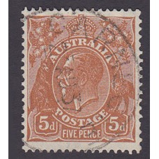 Australian    King George V    5d Brown   C of A WMK   Plate Variety 3R41